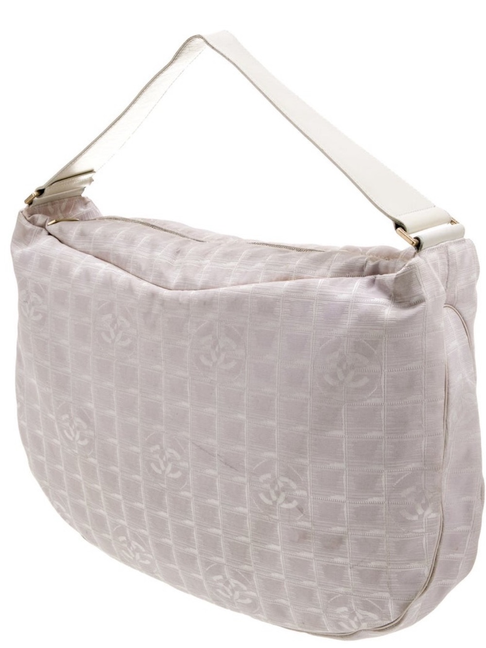 LARGE TRAVEL CHANEL Light Pink Shoulder Bag with Cream Strap